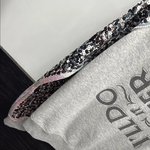 Gray Sequin Sleeve Sweatshirt